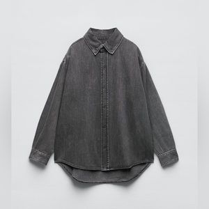 Denim shirt button up shacket